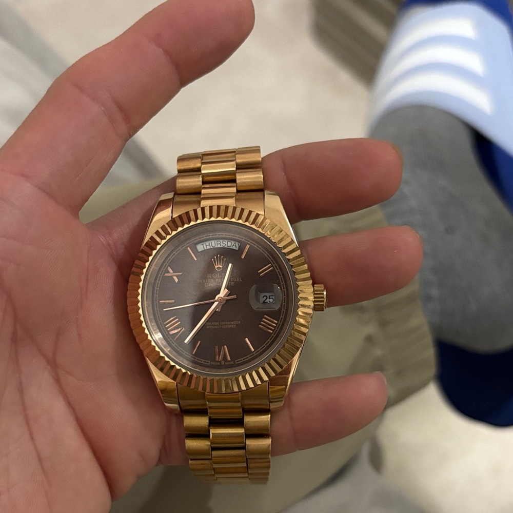 Rolex Gold and Brown Men's Watch